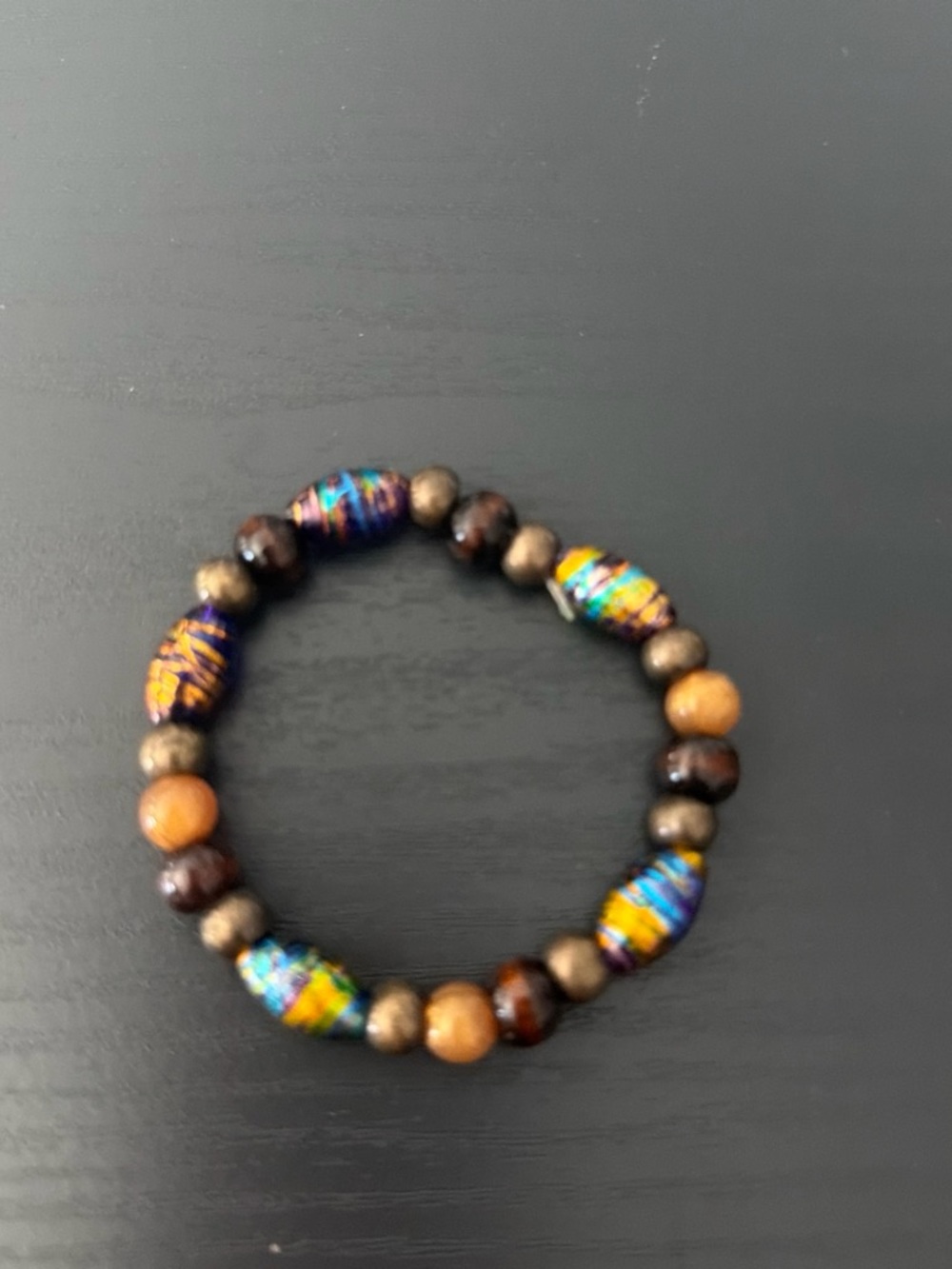Colorful Beaded Stretch Bracelet with Multicolor Accent Beads Handmade